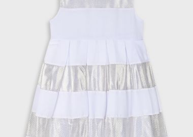 Γυαλιστερό ριγέ φόρεμα με φόδρα για κορίτσι για επίσημες εμφανίσεις | ΛΕΥΚΟ - Energiers - 